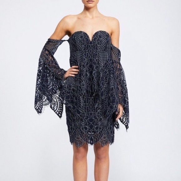 Shona Joy Navy Lace Bustier Dress Size 4 - Picture 1 of 16